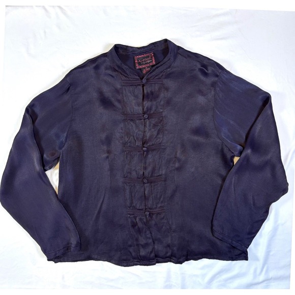 Vintage April Cornell Top Blouse M Asian Ethnic Dark Goth Romantic Regency Boho - Picture 6 of 11